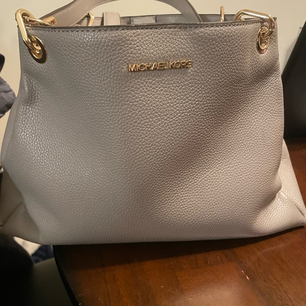 Michael Kors Gray Leather Tote Bag